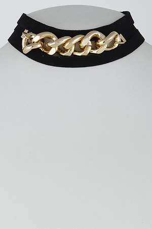 Thick Choker with Gold Chain Details 6HAF10
